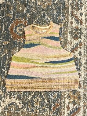 Pilcro Multicolor Striped Knit Tank Top - Pink, Blue, Green